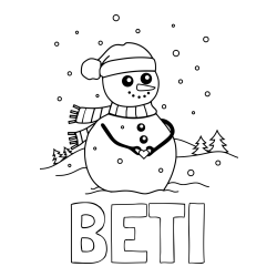 Pobarvanka imena BETI in pobarvanka prikupnega snežaka