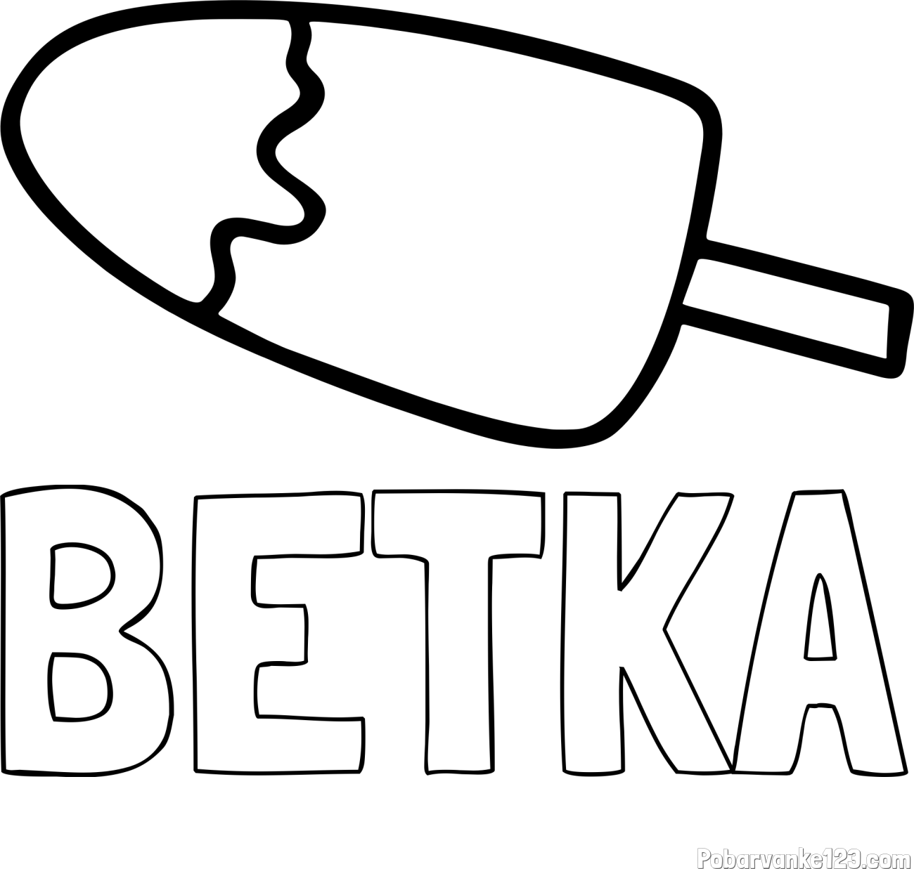 Pobarvanka imena BETKA in pobarvanka lučke (sladoled na palčki)