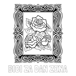 Online izdelana pobarvanka - Pobarvanka imena BICI ZA DAN ŽENA in pobarvanka  uokvirjene slike vrtnic
