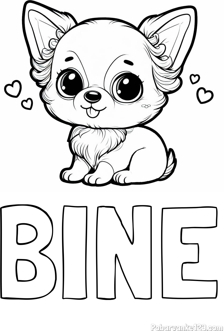 Pobarvanka imena BINE in pobarvanka čivave