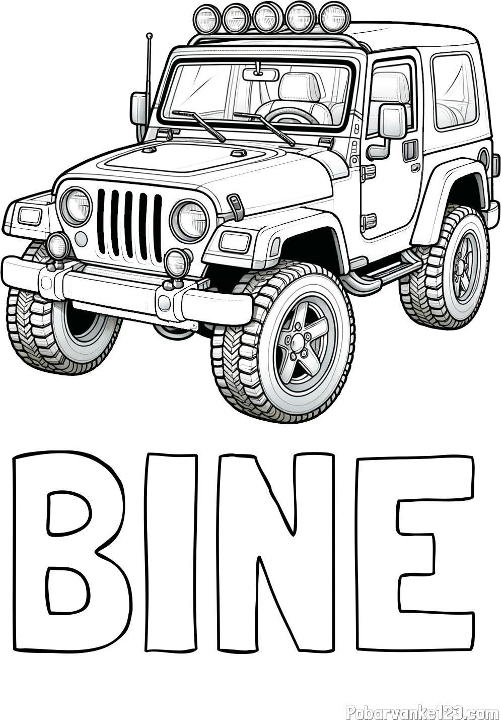 Pobarvanka imena BINE in pobarvanka džipa