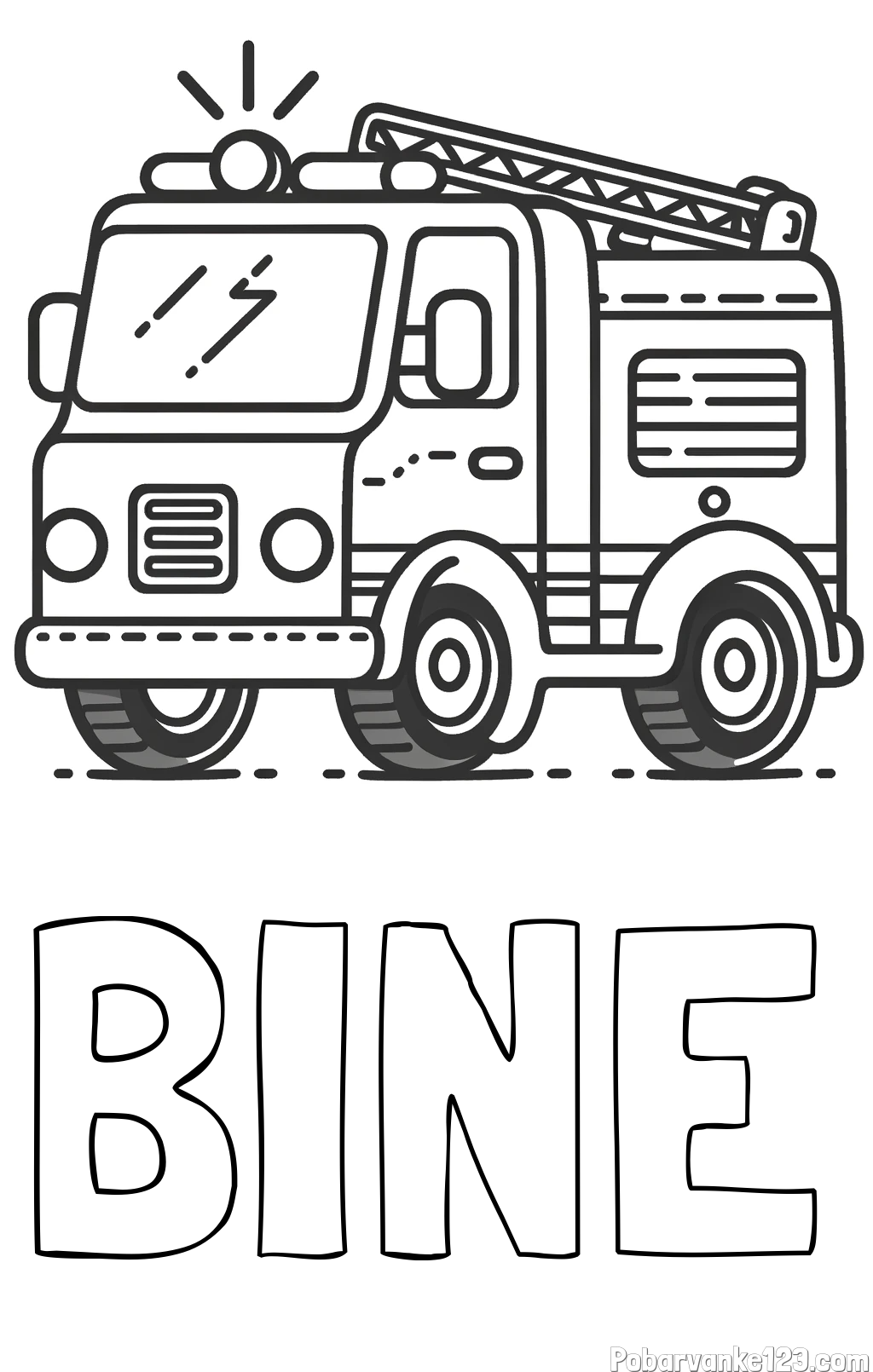 Pobarvanka imena BINE in pobarvanka gasilskega avta z vklopljeno sireno