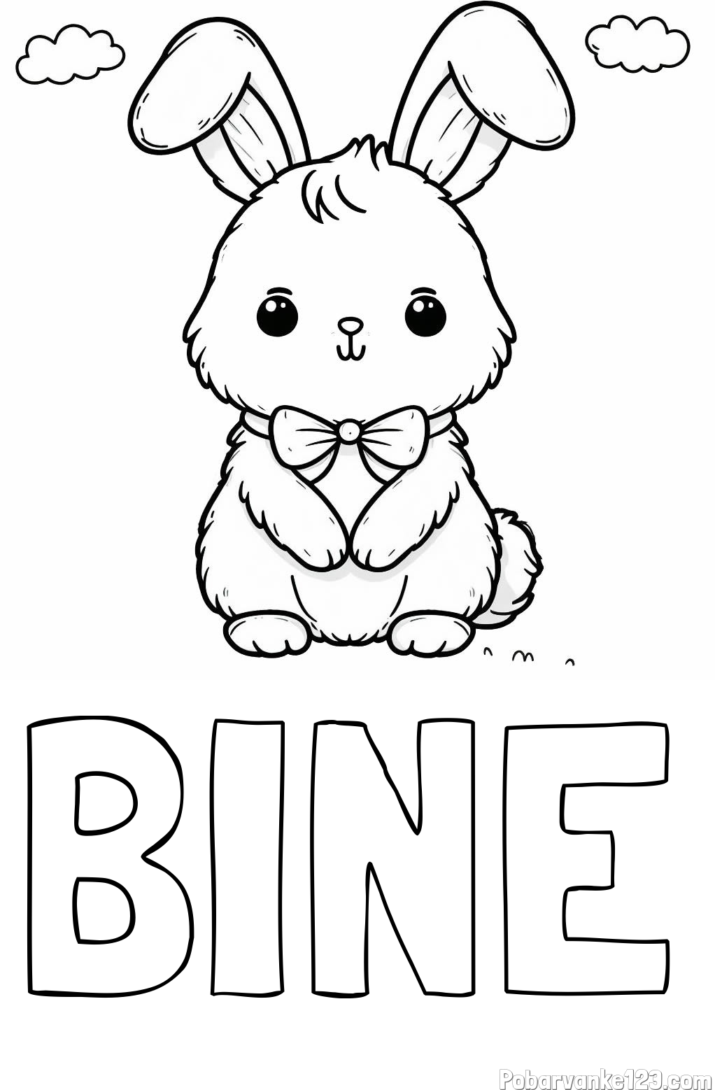 Pobarvanka imena BINE in pobarvanka prikupnega zajčka