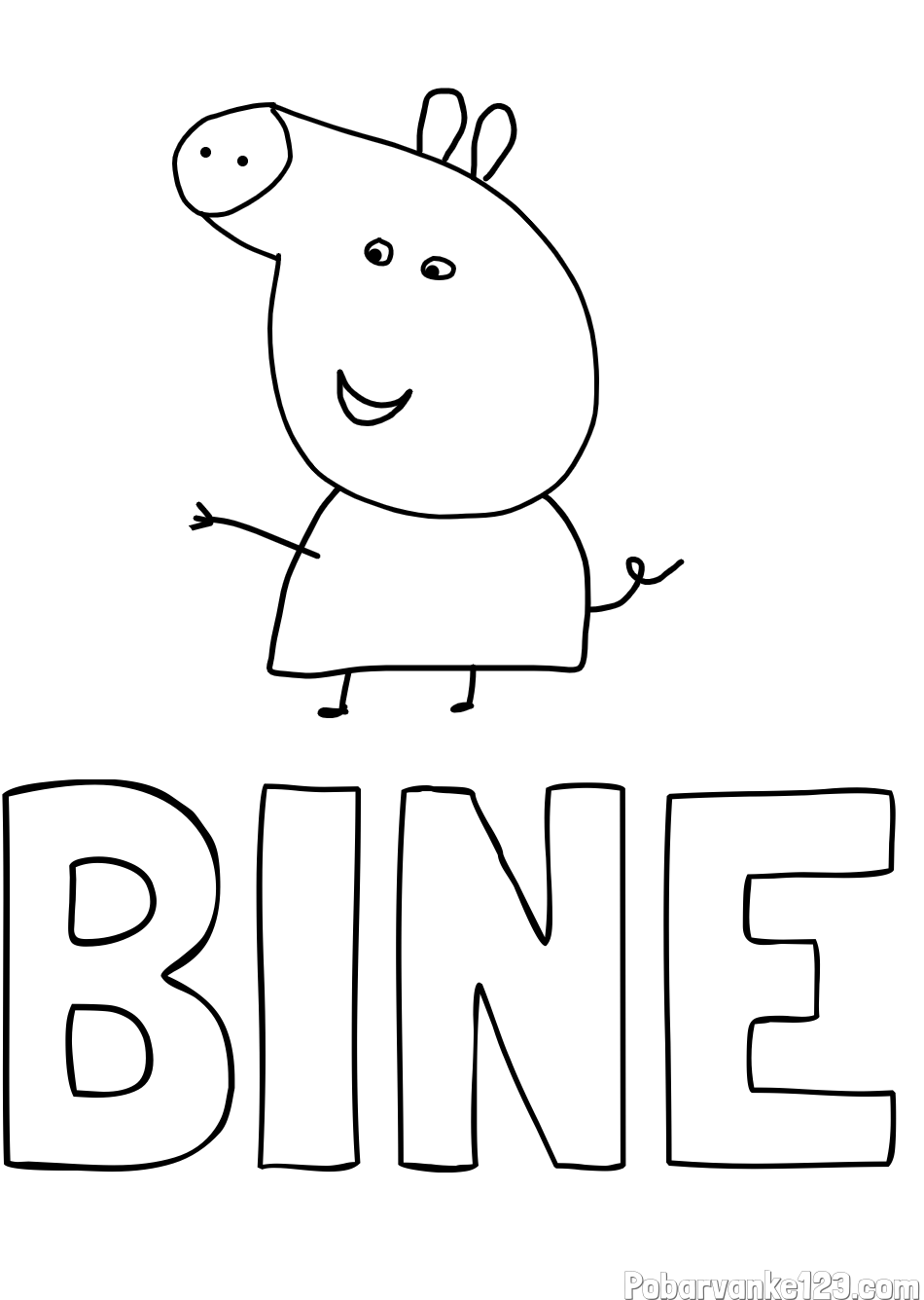 Pobarvanka imena BINE in pobarvanka pujse PEPE 🐽