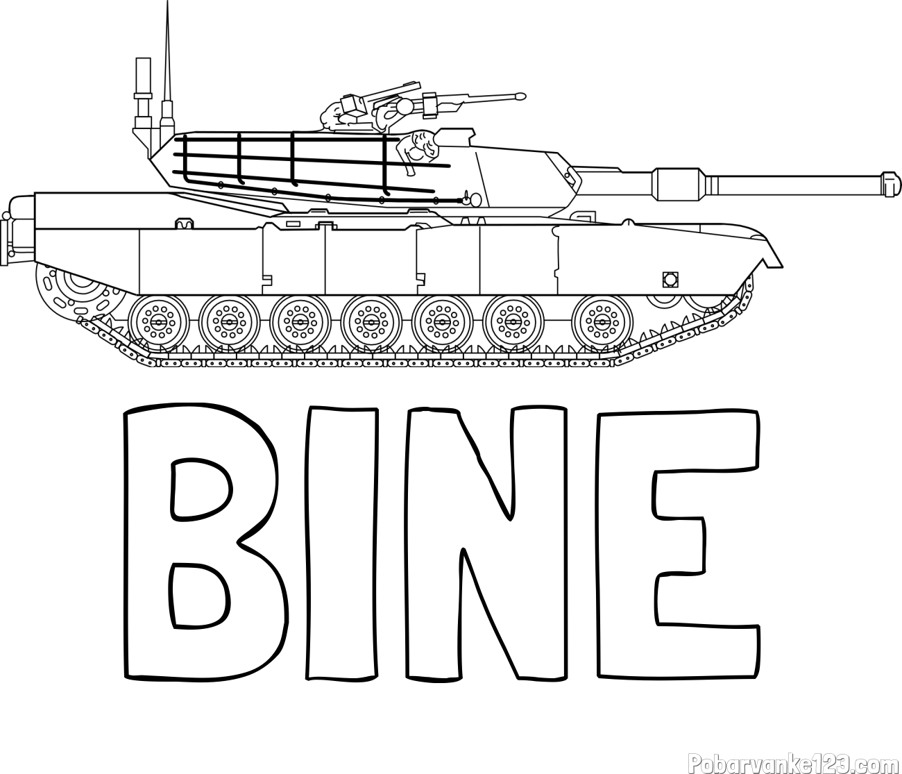 Pobarvanka imena BINE in pobarvanka tanka M1 Abrams