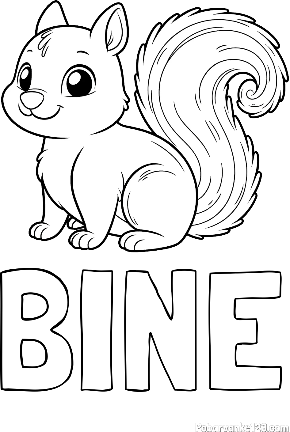 Pobarvanka imena BINE in pobarvanka veveričke