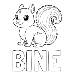 Online izdelana pobarvanka - Pobarvanka imena BINE in pobarvanka veveričke