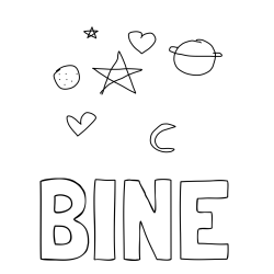 Online izdelana pobarvanka - Pobarvanka imena BINE in vesolje