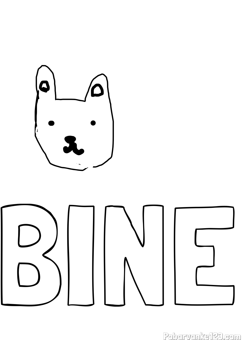 Pobarvanka imena BINE in zajček