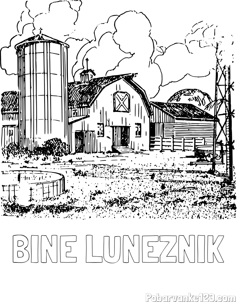 Pobarvanka imena BINE LUNEŽNIK in pobarvanka velikega senika ter silosa