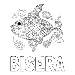 Online izdelana pobarvanka - Pobarvanka imena BISERA in pobarvanka pisane ribe