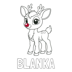 Online izdelana pobarvanka - Pobarvanka imena BLANKA in pobarvanka nasmejanega jelenčka Rudolfa