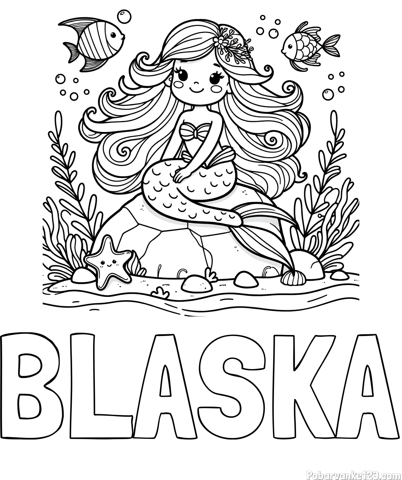 Pobarvanka imena BLAŠKA in pobarvanka prikupne male morske deklice