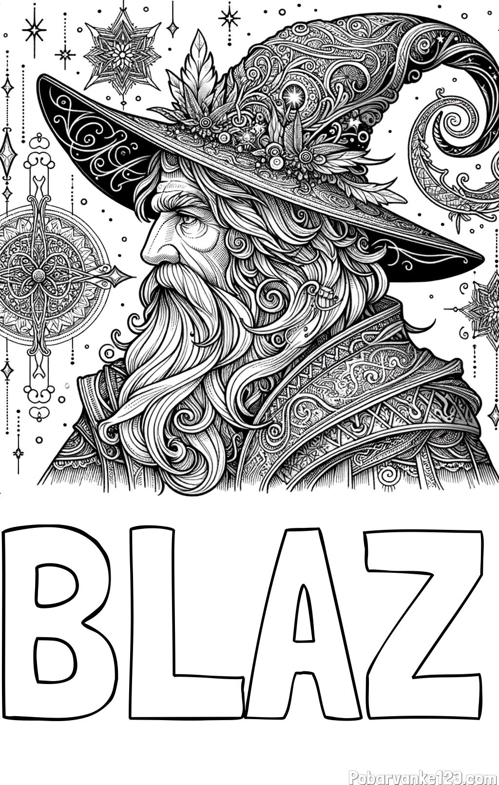 Pobarvanka imena BLAŽ in Čudovita pobarvanka čarovnika
