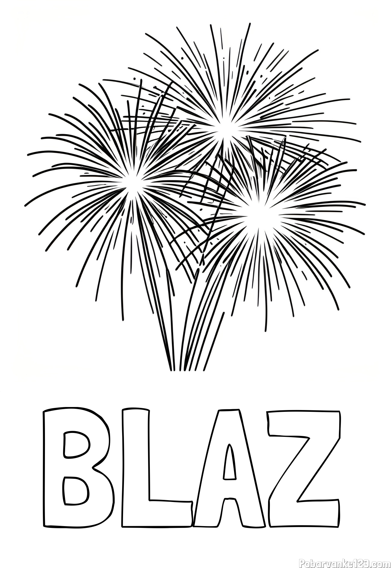 Pobarvanka imena BLAŽ in lepa pobarvanka ognjemeta