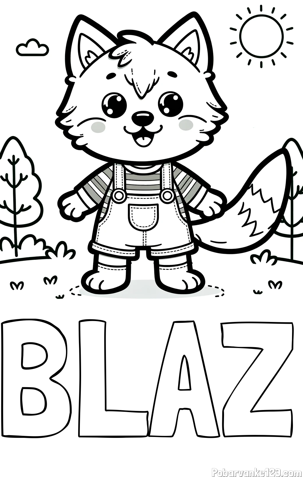 Pobarvanka imena BLAŽ in pobarvanka ljubkega volka