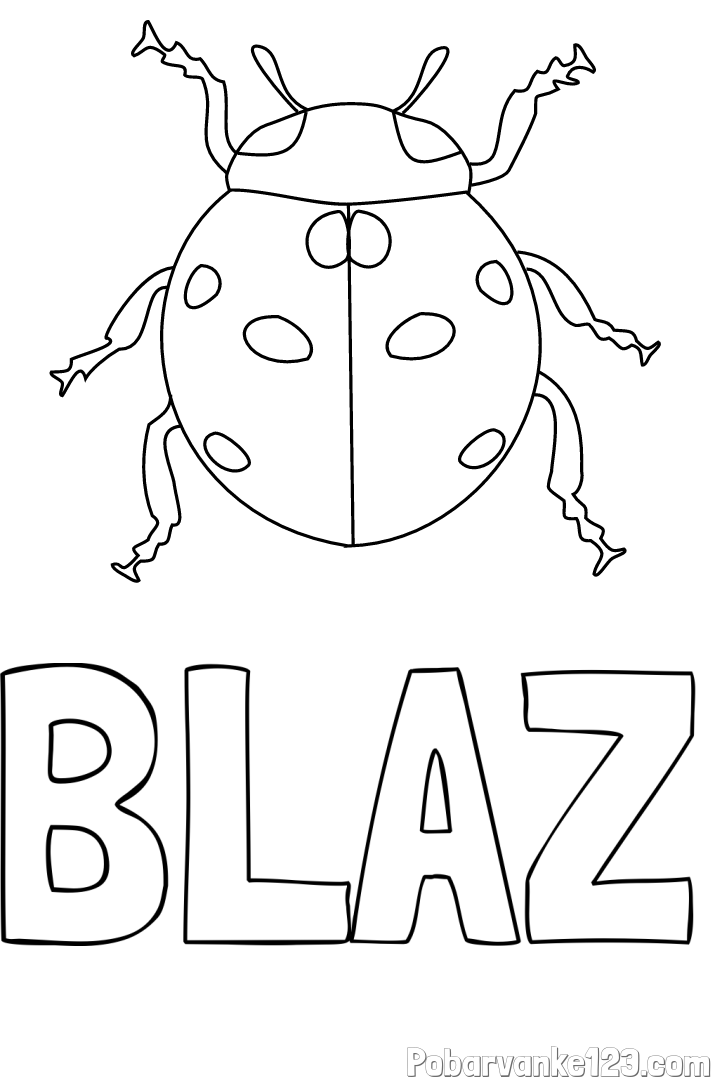 Pobarvanka imena BLAŽ in pobarvanka pikapolonice