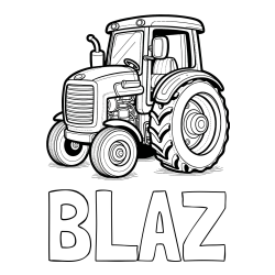 Pobarvanka imena BLAŽ in pobarvanka starega, a lepega traktorja