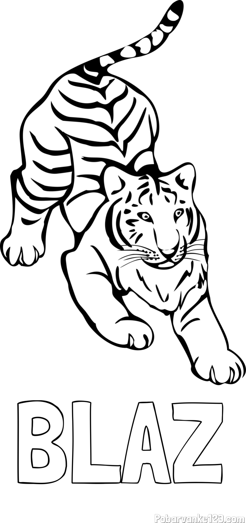 Pobarvanka imena BLAŽ in pobarvanka velikega tigra
