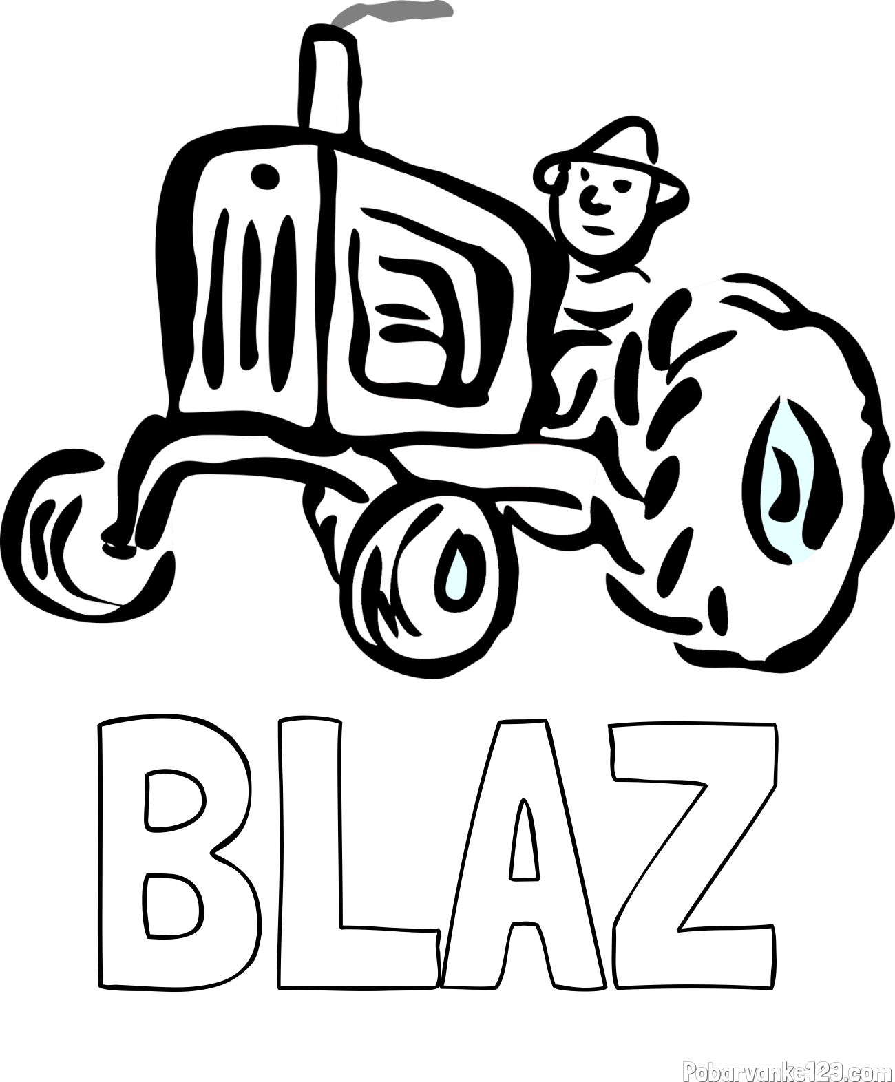 Pobarvanka imena BLAŽ in preprosta pobarvanka traktorja
