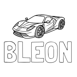 Online izdelana pobarvanka - Pobarvanka imena BLEON in pobarvanka dirkalnega avtomobila