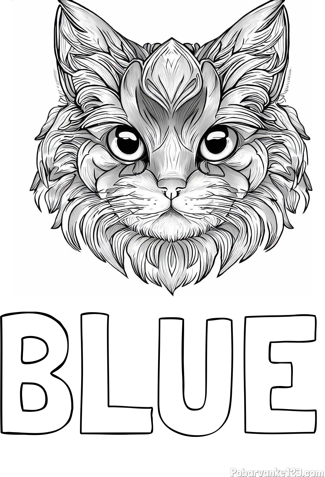 Pobarvanka imena BLUE in pobarvanka mačke
