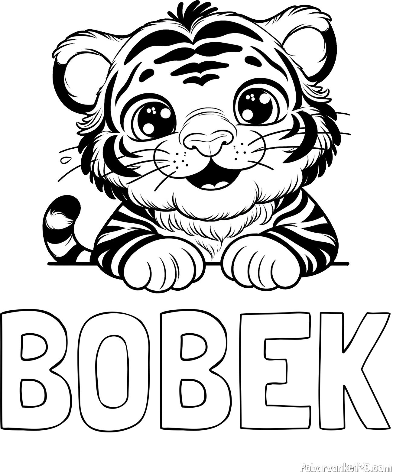 Pobarvanka imena BOBEK in pobarvanka tigrček