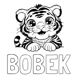 Online izdelana pobarvanka - Pobarvanka imena BOBEK in pobarvanka tigrček
