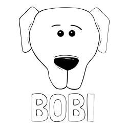 Online izdelana pobarvanka - Pobarvanka imena BOBI in preprosta pobarvanka kužka