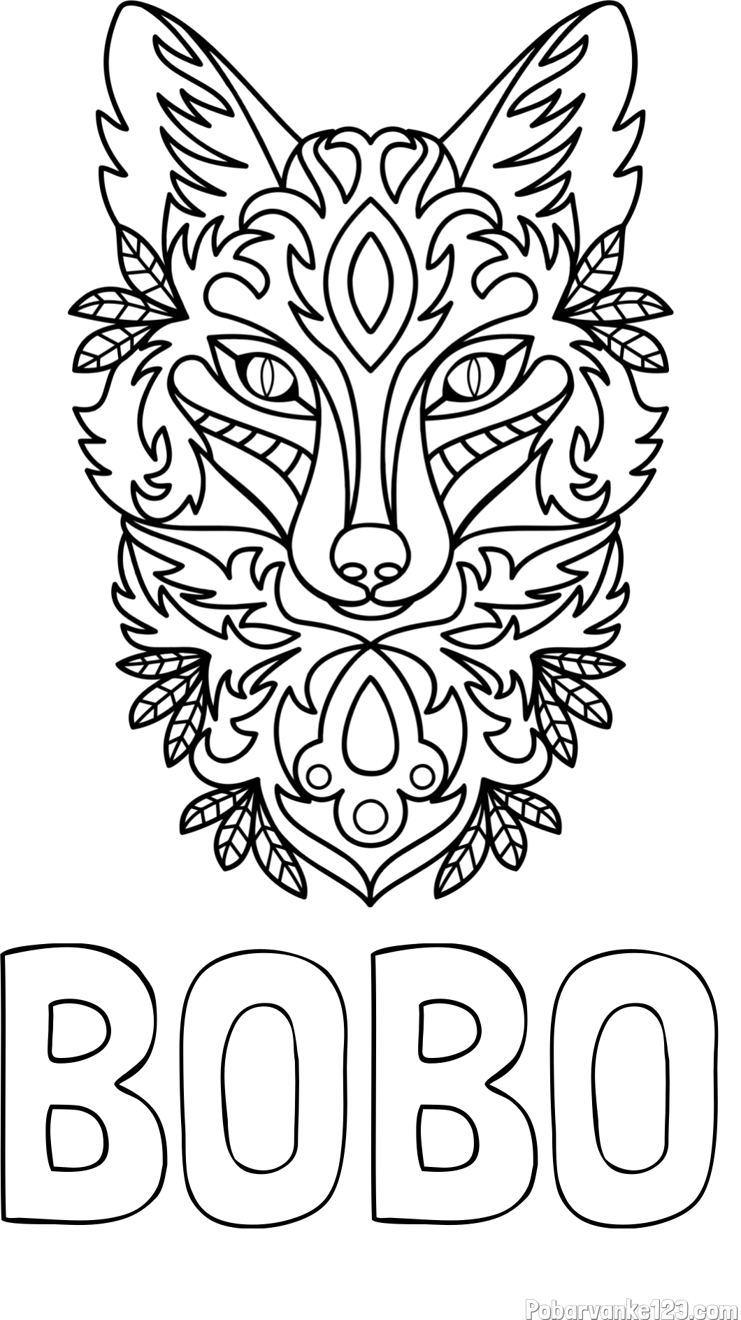 Pobarvanka imena BOBO in pobarvanka volka - mandale