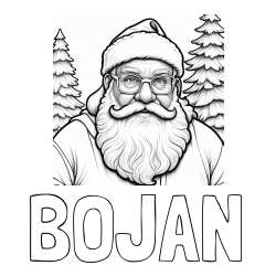 Online izdelana pobarvanka - Pobarvanka imena BOJAN in pobarvanka Božička z očali