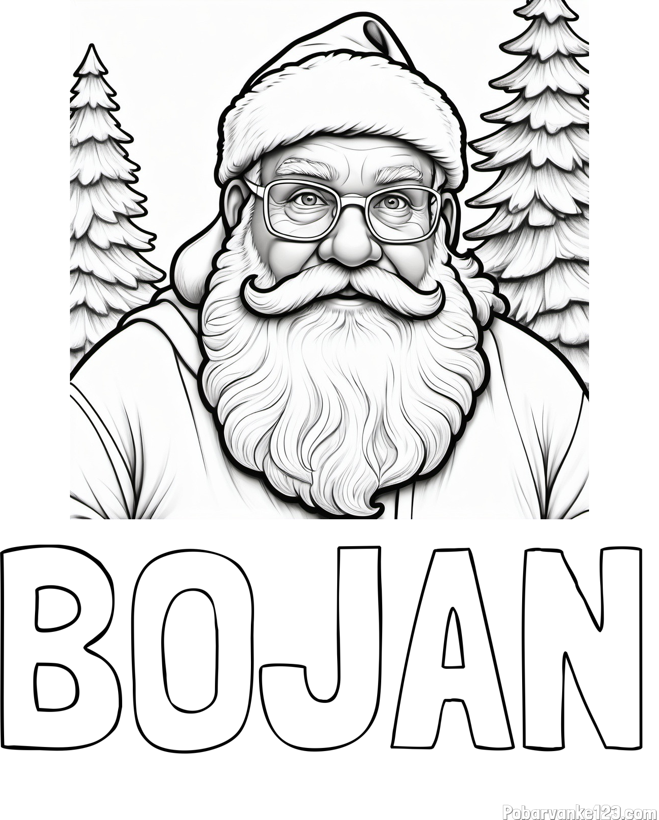 Pobarvanka imena BOJAN in pobarvanka Božička z očali