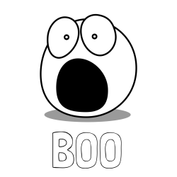 Online izdelana pobarvanka - Pobarvanka imena BOO in pobarvanka presenečenga smeška