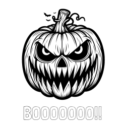 Online izdelana pobarvanka - Pobarvanka imena BOOOOOOO!! in pobarvanka zlobne buče za noč čarovnic