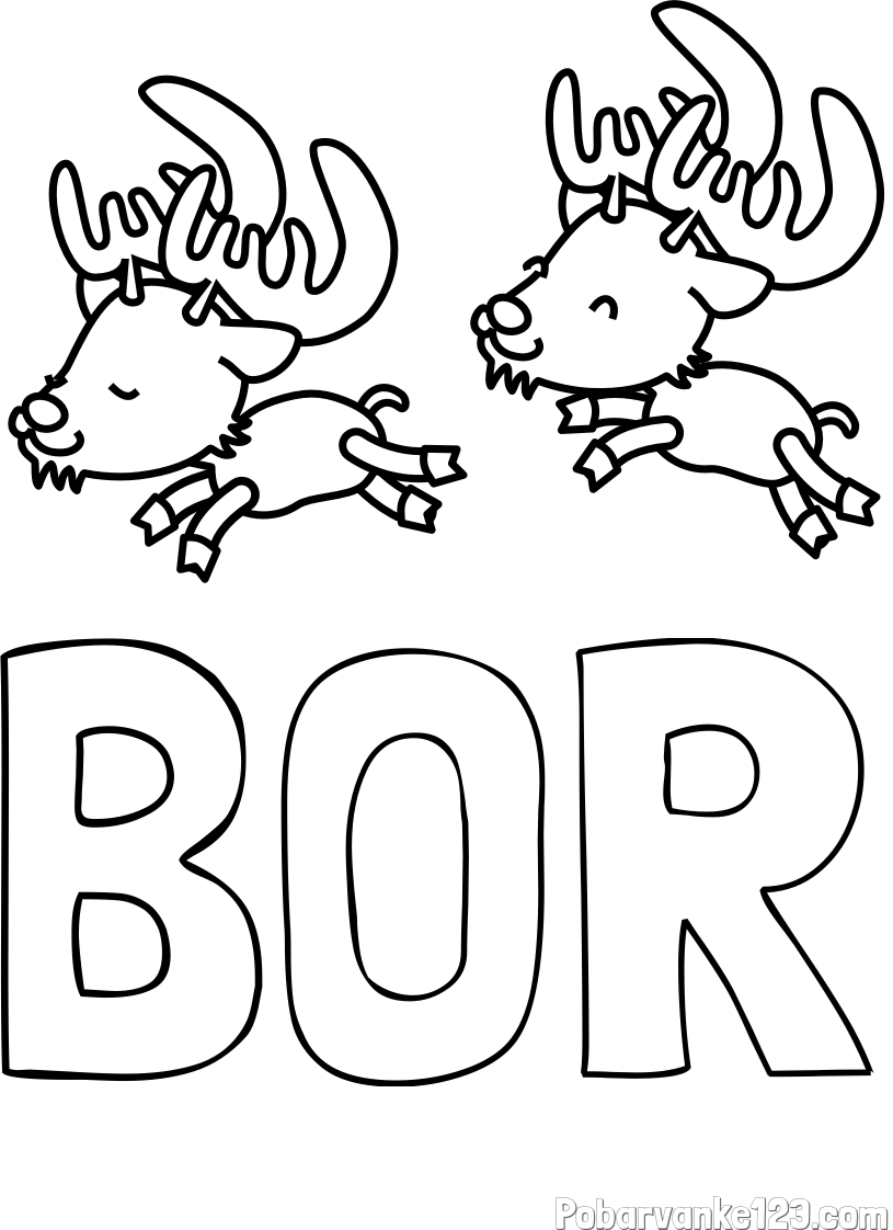 Pobarvanka imena BOR in jelenčka