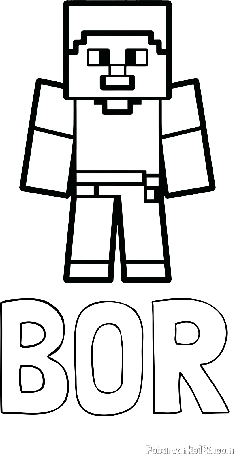 Pobarvanka imena BOR in pobarvanka Minecraft figurice