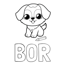 Pobarvanka imena BOR in pobarvanka prikupnega kužka