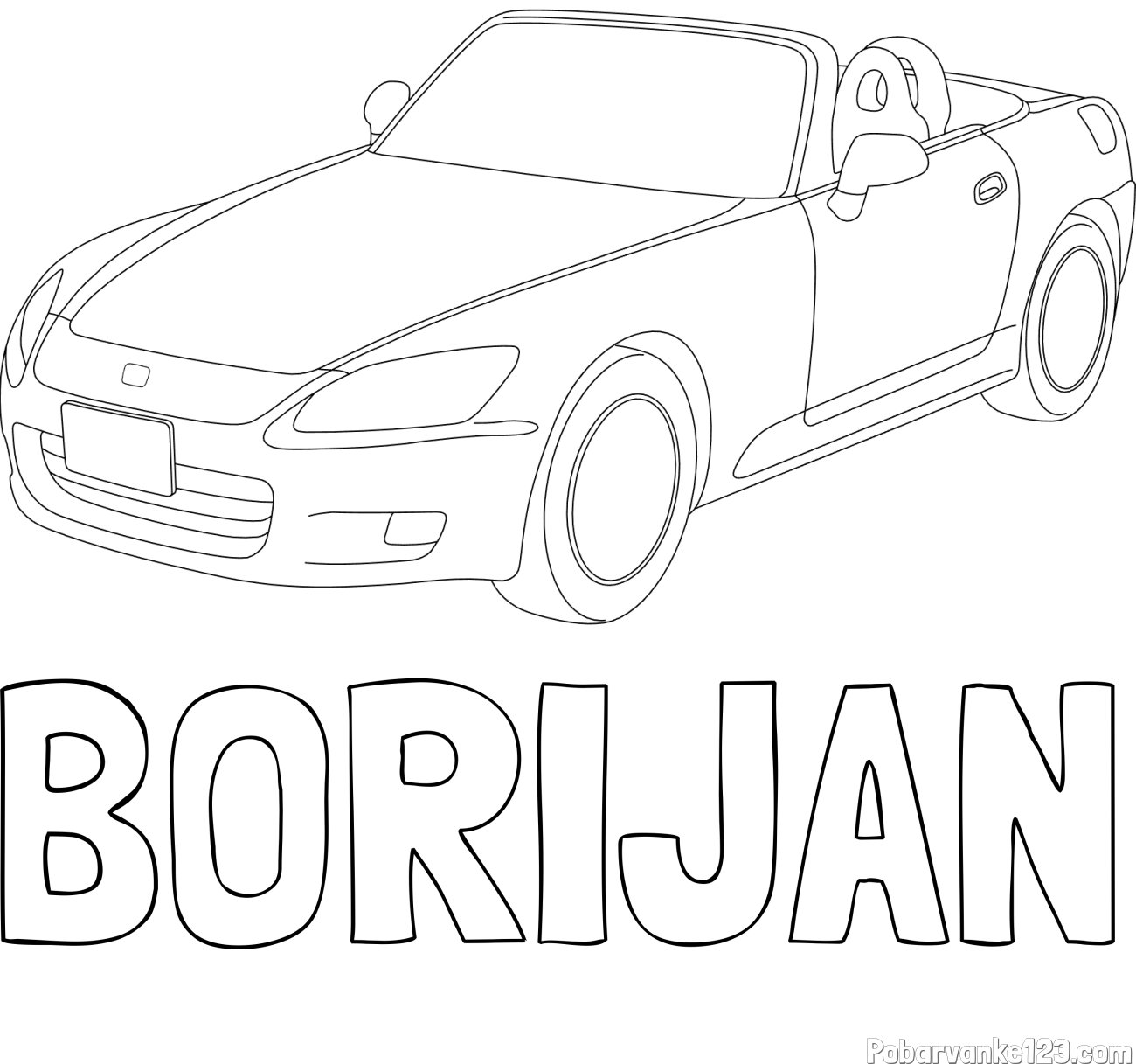 Pobarvanka imena BORIJAN in pobarvanka avtomobila znamke Honda