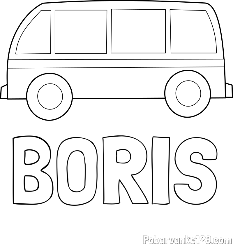 Pobarvanka imena BORIS in avtobus