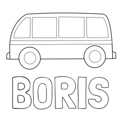 Online izdelana pobarvanka - Pobarvanka imena BORIS in avtobus