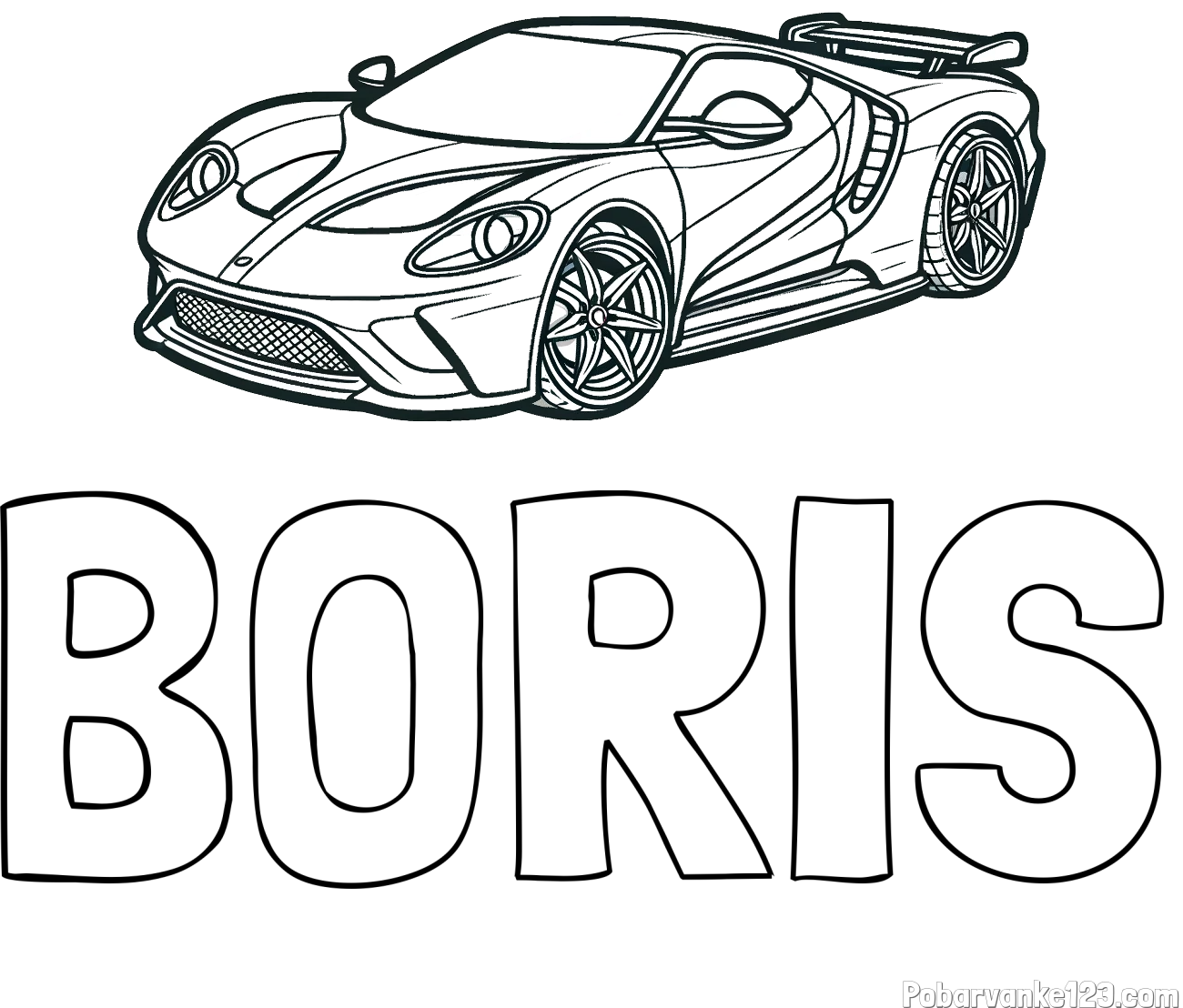 Pobarvanka imena BORIS in Športni avtomobil