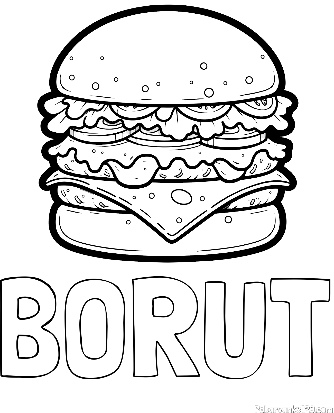 Pobarvanka imena BORUT in pobarvanka hamburger