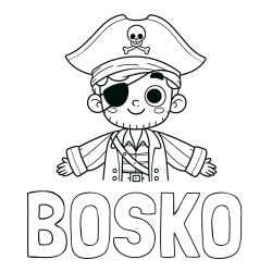 Online izdelana pobarvanka - Pobarvanka imena BOŠKO in pobarvanka prijaznega gusarja