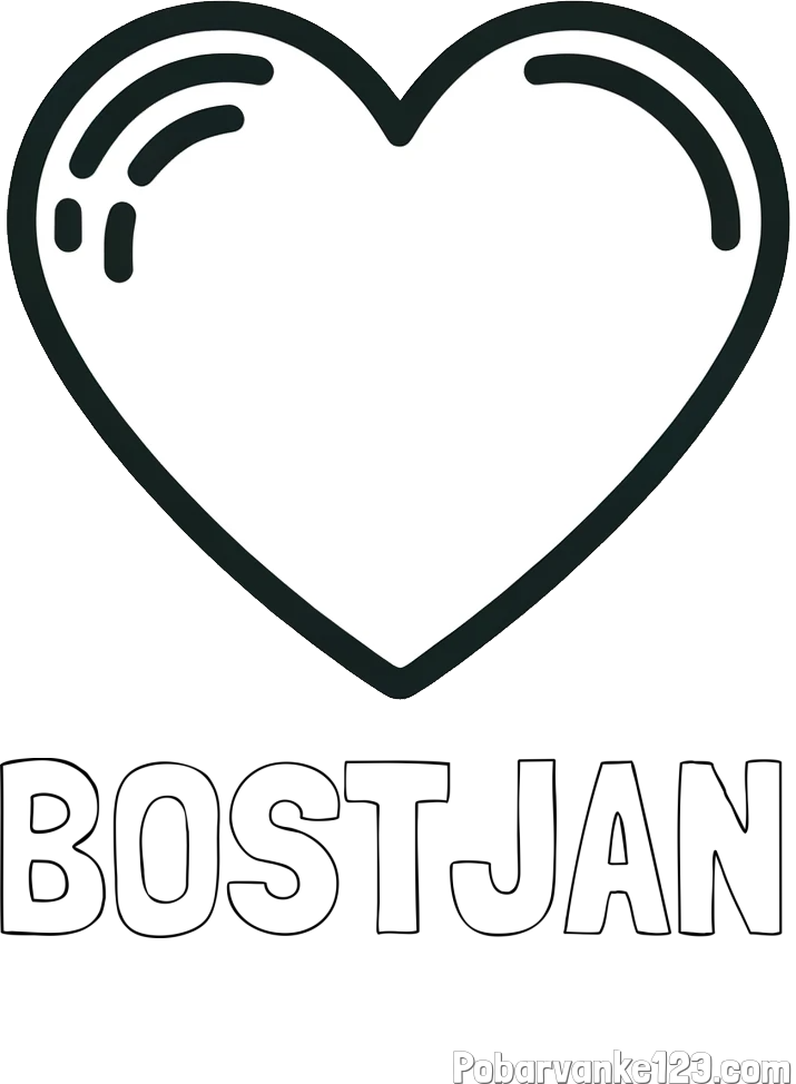 Pobarvanka imena BOŠTJAN in pobarvanka lepega srčka