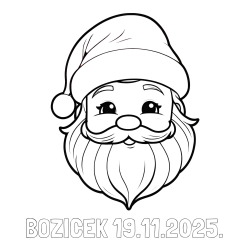 Online izdelana pobarvanka - Pobarvanka imena BOŽIČEK 19.11.2025. in pobarvanka ljubke božičkove glave