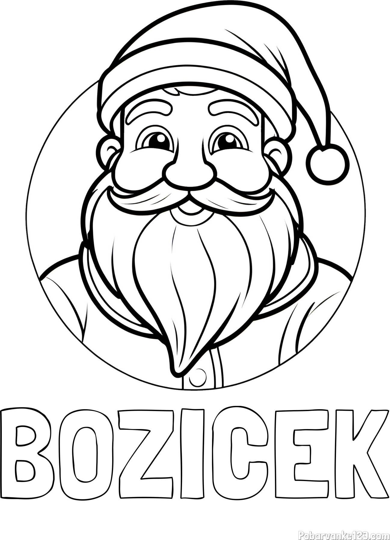 Pobarvanka imena BOŽIČEK in otroška pobarvanka Božička v krogu