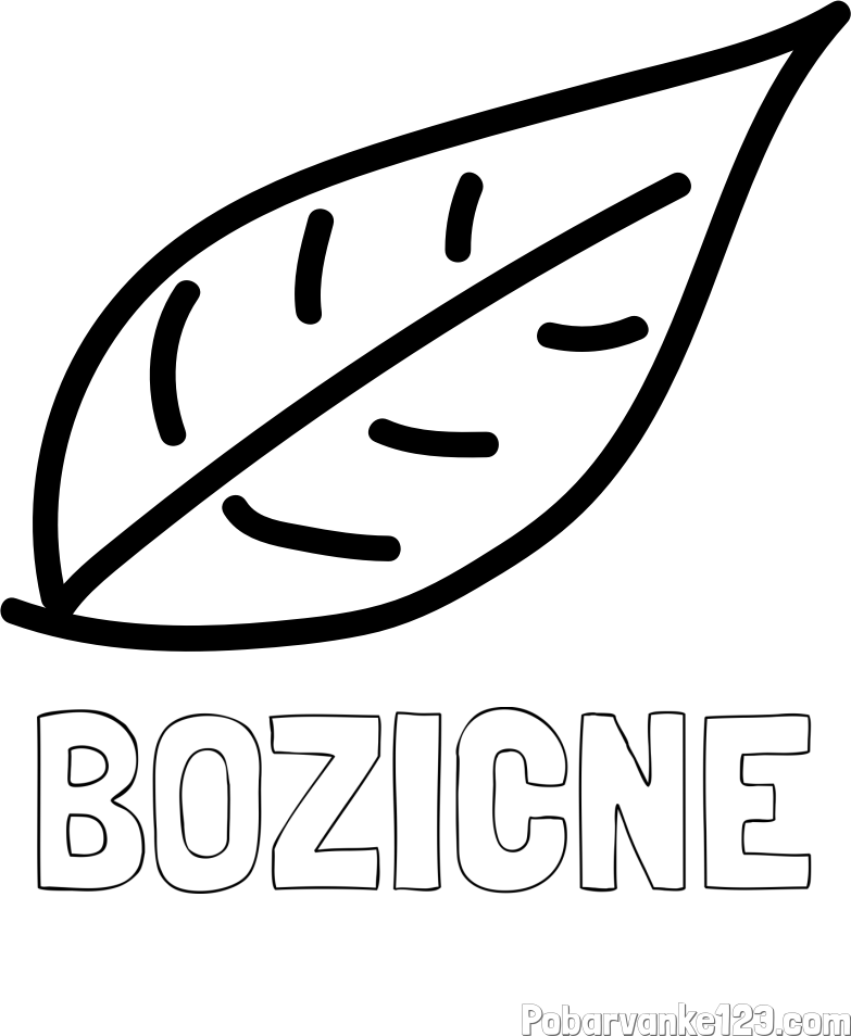 Pobarvanka imena BOŽIČNE in otroška pobarvanka jesenskega lista