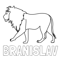 Online izdelana pobarvanka - Pobarvanka imena BRANISLAV in otroška pobarvanka leva