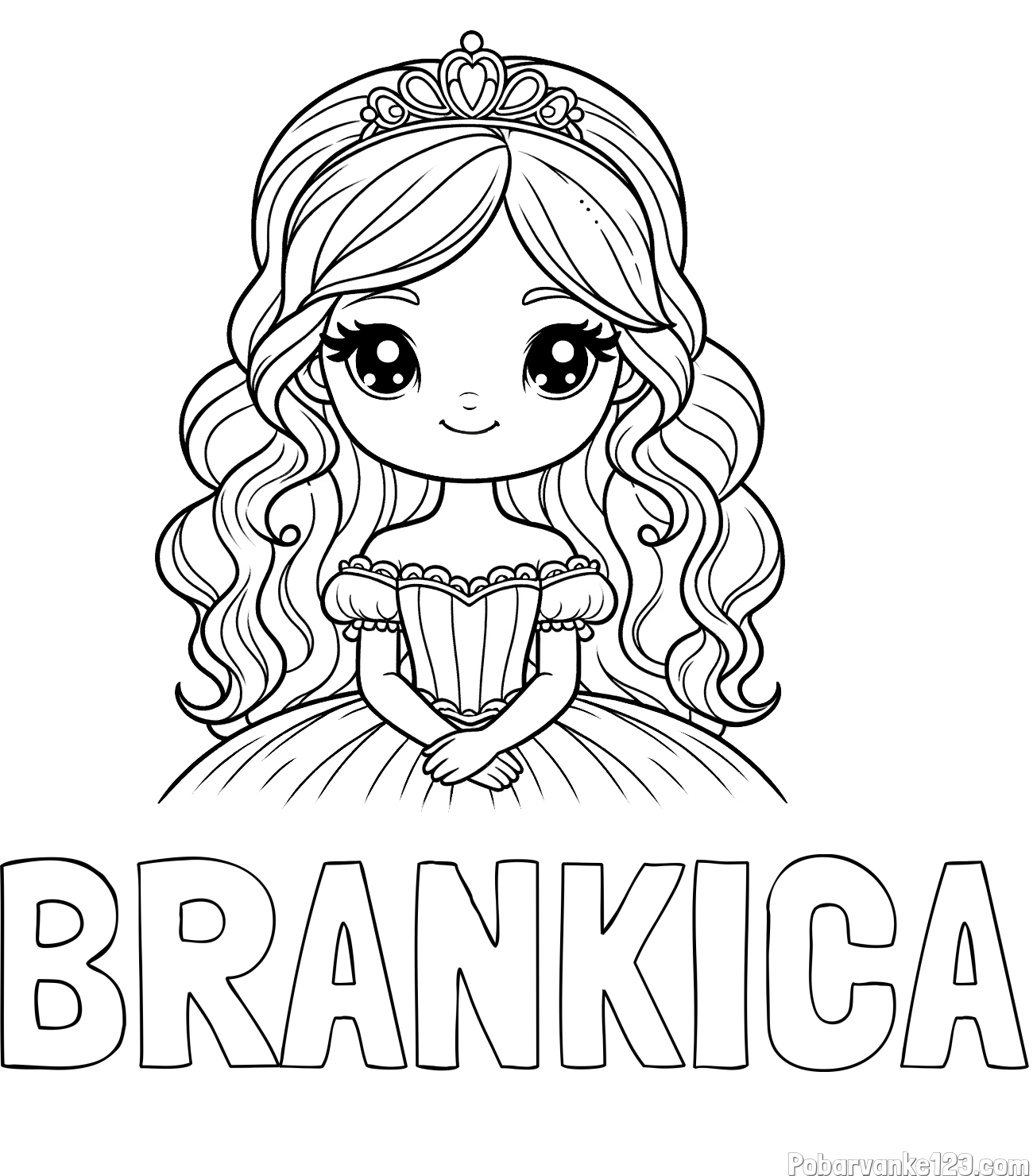 Pobarvanka imena BRANKICA in pobarvanka ljubke princese