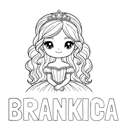 Online izdelana pobarvanka - Pobarvanka imena BRANKICA in pobarvanka ljubke princese